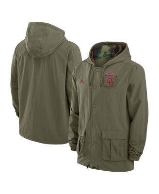 Jordan - Men's Olive Oklahoma Sooners 2024 Military Appreciation Full-Snap Hoodie Military Jacket