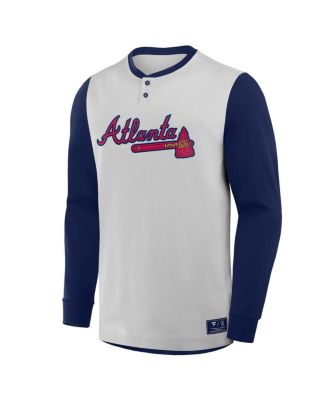 Men's Gray/Navy Atlanta Braves Clubhouse Long Sleeve Henley Shirt
