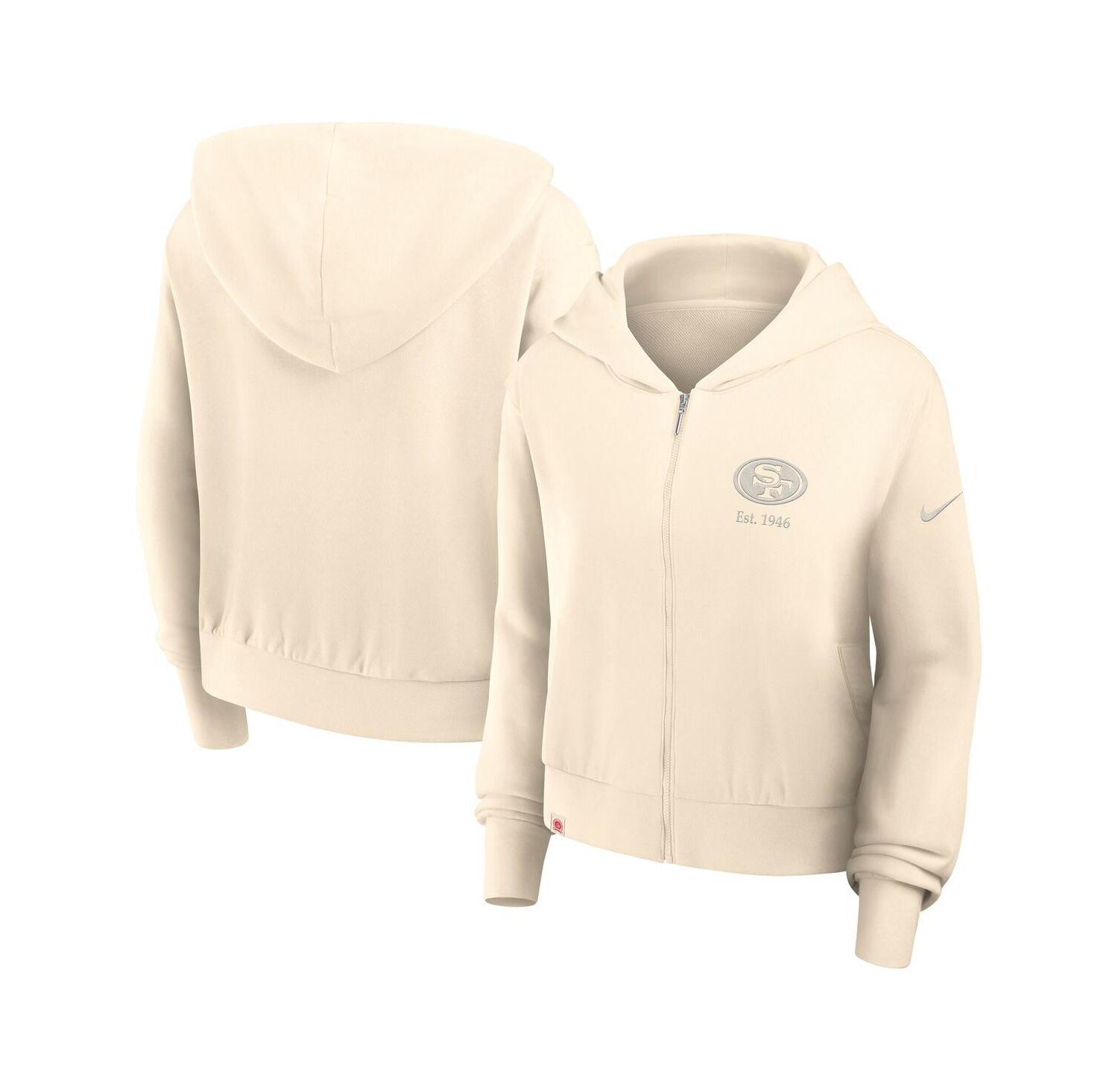 Women's Cream San Francisco 49ers Glory Cropped Full-Zip Hoodie