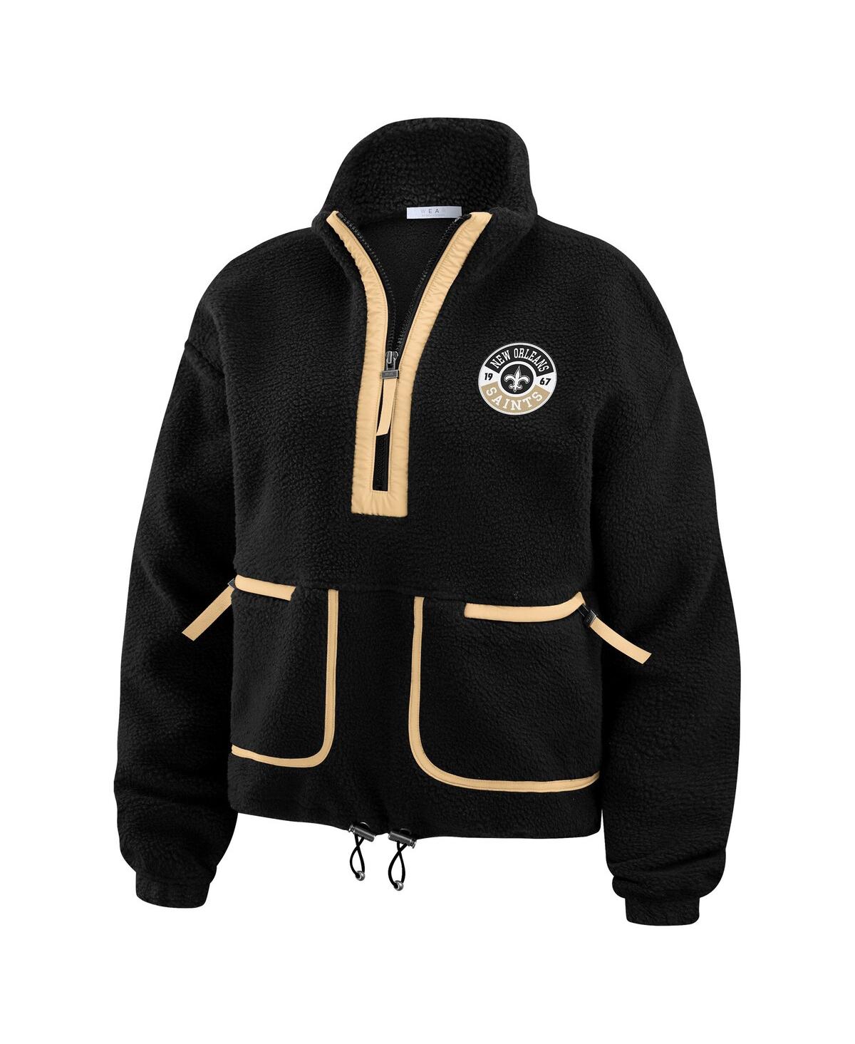 Wear By Erin Andrews Women's Black New Orleans Saints Polar Fleece Half-zip Jacket In Black