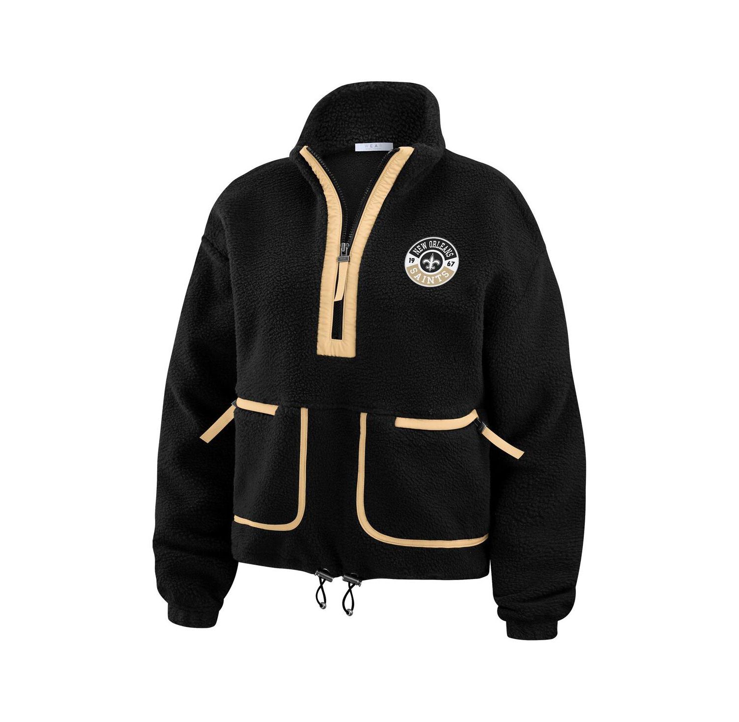 Women's Black New Orleans Saints Polar Fleece Half-Zip Jacket