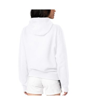 Women's White Philadelphia Eagles Football Logo Fleece Tri-Blend Pullover Hoodie