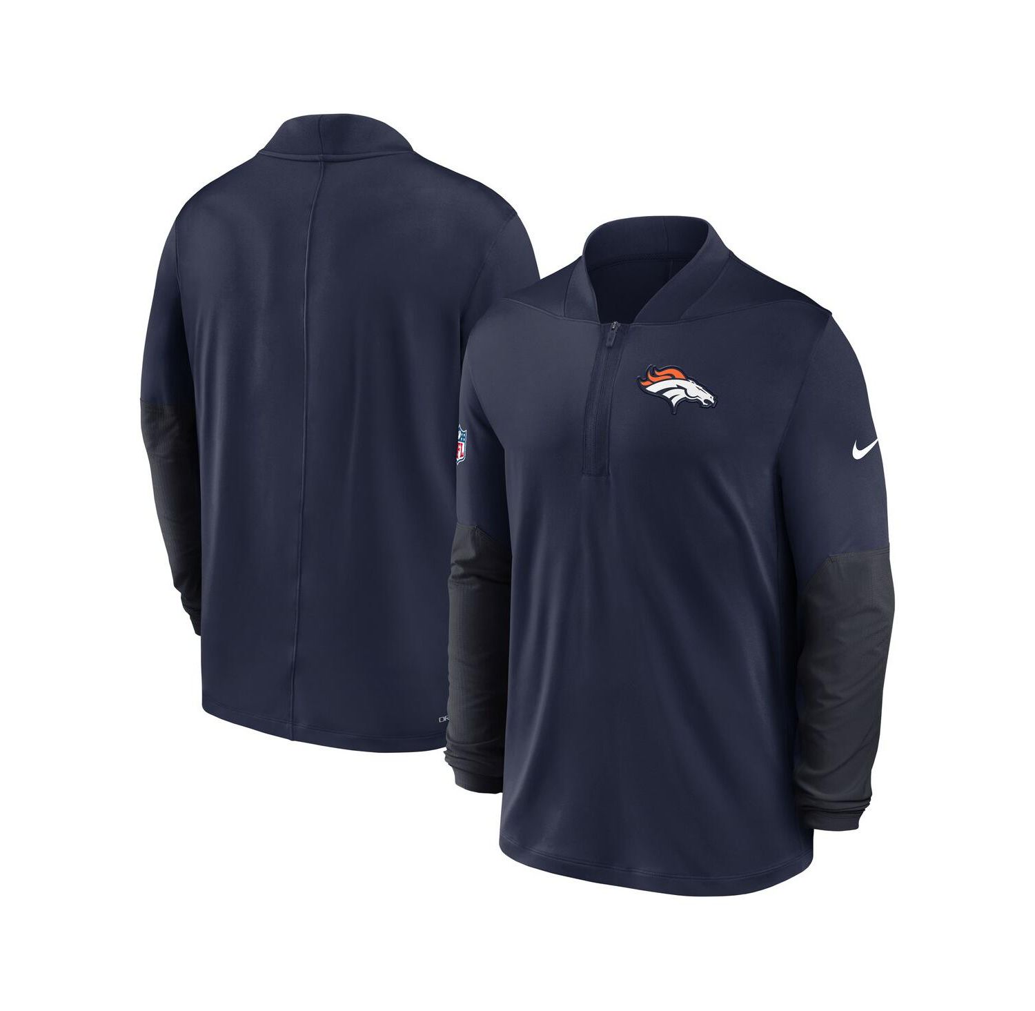 Men's Navy Denver Broncos Sideline Dri-FIT Half-Zip Pullover Hoodie