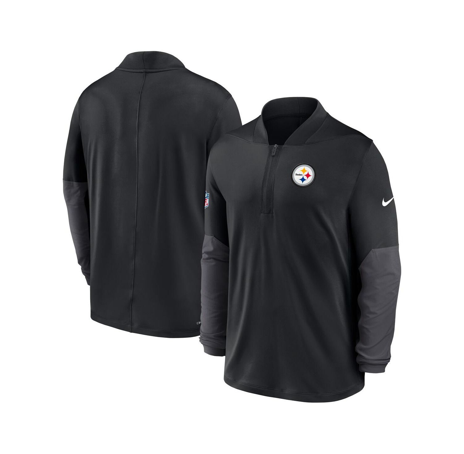 Men's Black Pittsburgh Steelers Sideline Dri-FIT Half-Zip Pullover Hoodie