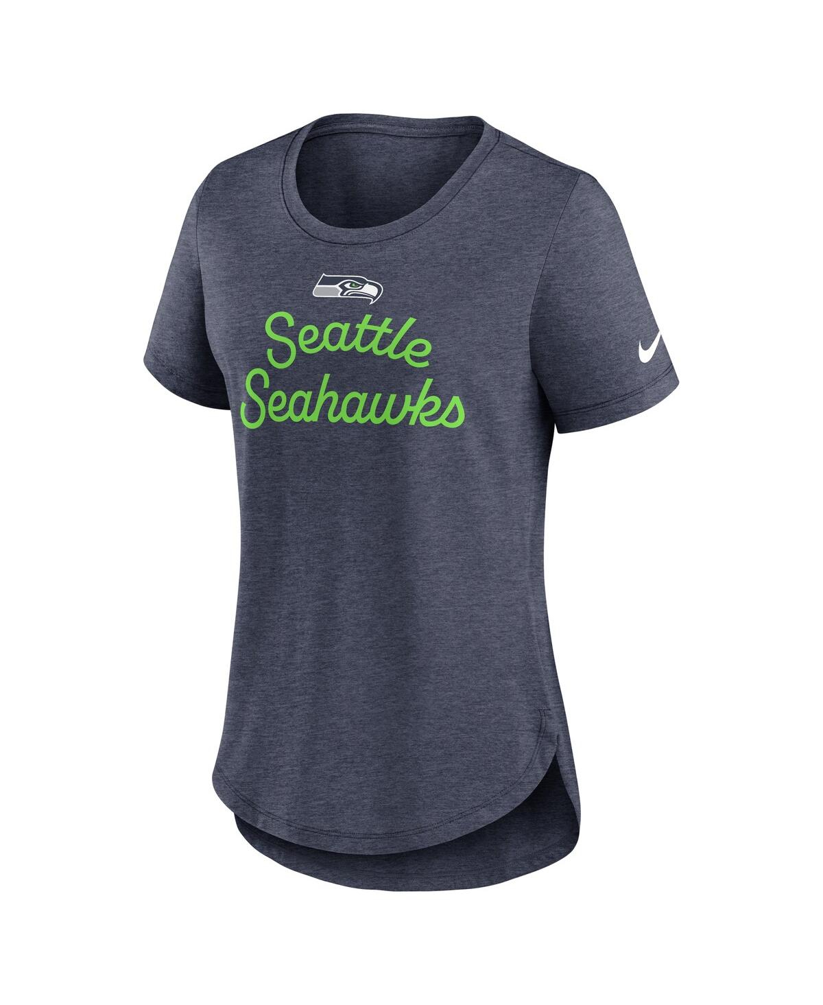 Nike Women's College Navy Seattle Seahawks Script Tri-blend T-shirt In Blue