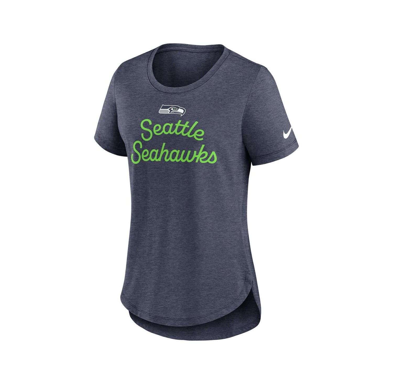 Women's College Navy Seattle Seahawks Script Tri-Blend T-Shirt