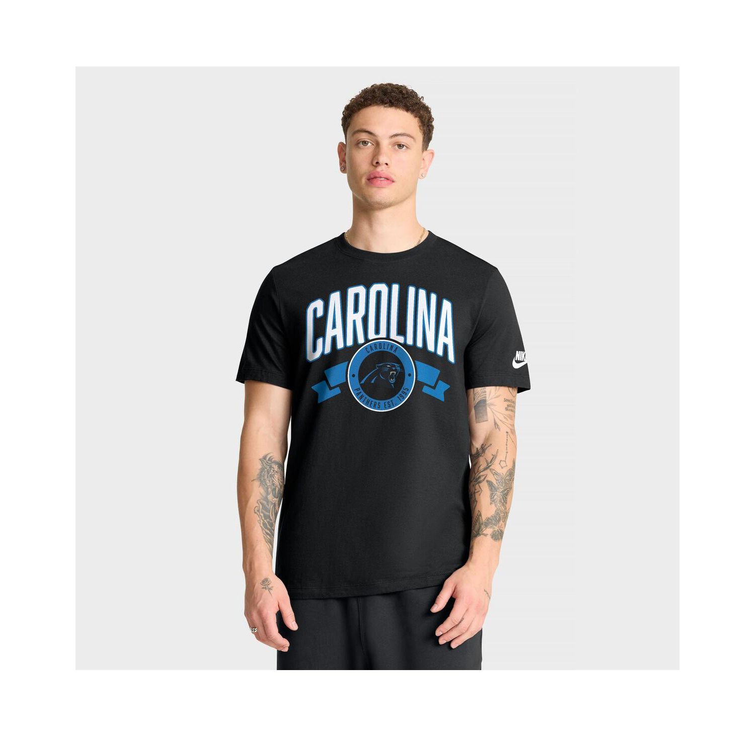 Men's Black Carolina Panthers Rewind Front and Back Hit Essential T-Shirt