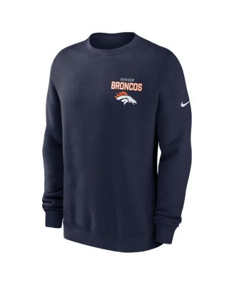 Men's Navy Denver Broncos Primetime Club Fleece Pullover Sweatshirt