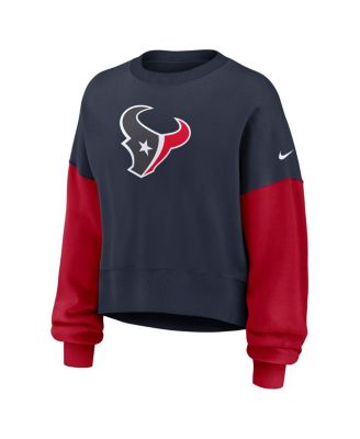 Women's Navy Houston Texans Oversized Color-Block Pullover Sweatshirt