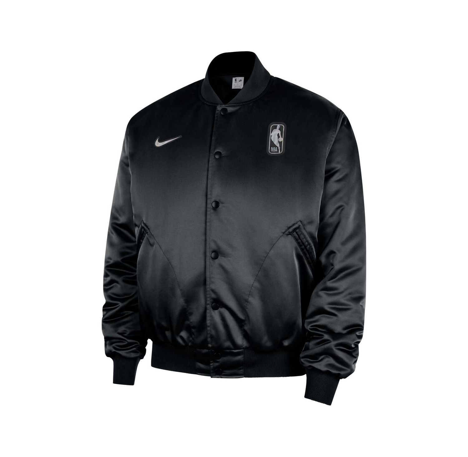 Men's Black NBA Authentic Lenticular Woven Satin Full-Snap Therma-FIT Jacket