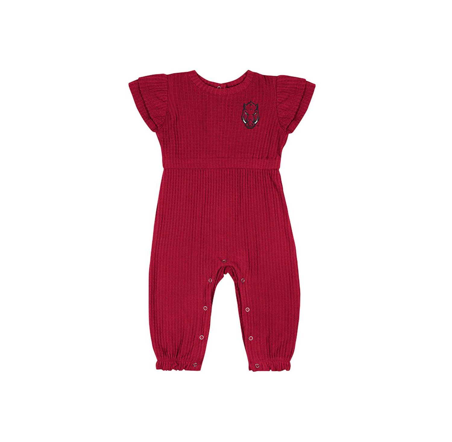 Baby Boys and Girls Cardinal Arkansas Razorbacks Beautopia Waffle Knit Romper