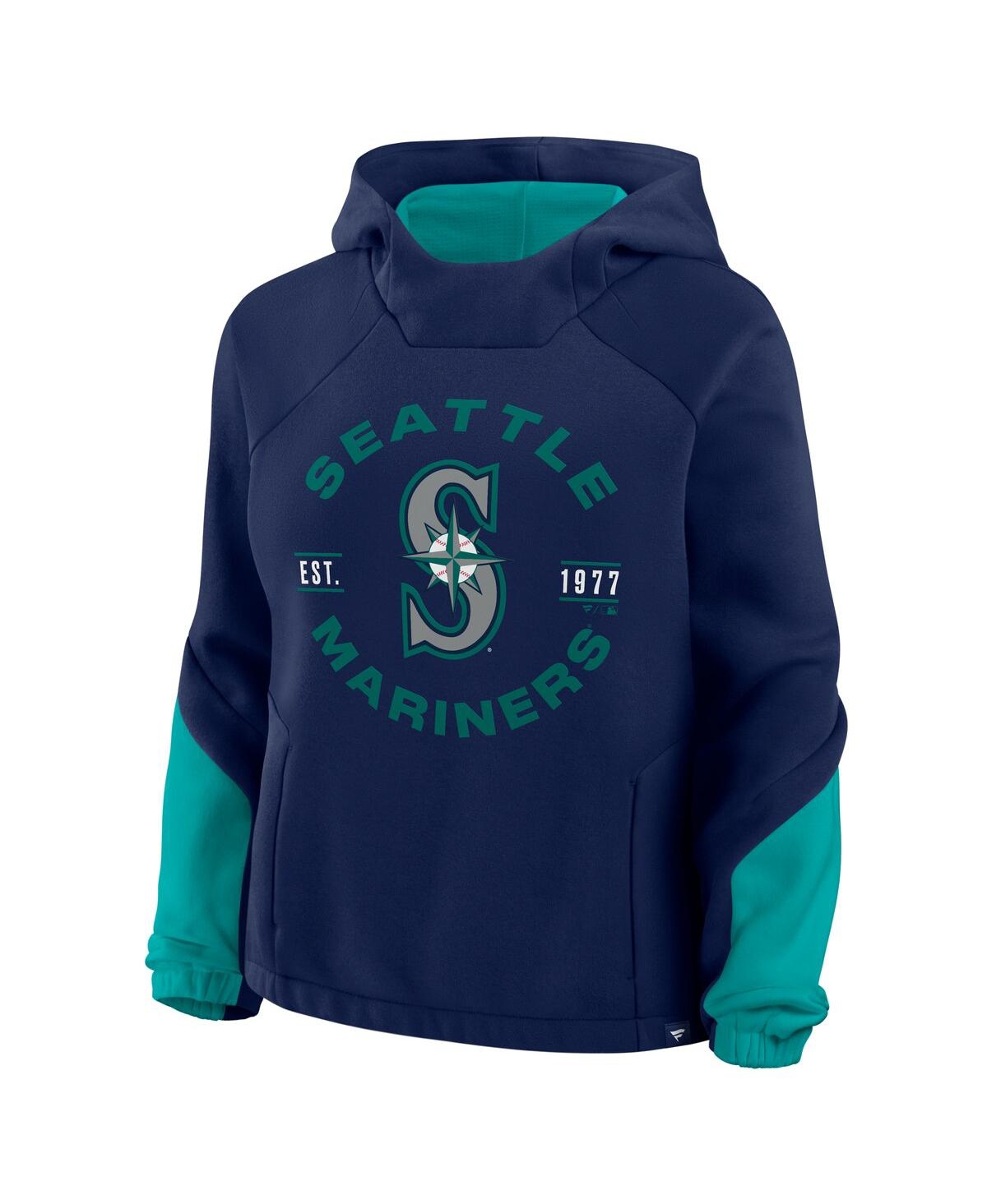 Fanatics Women's Navy Seattle Mariners Oversized Time To Win Pullover Hoodie In Blue