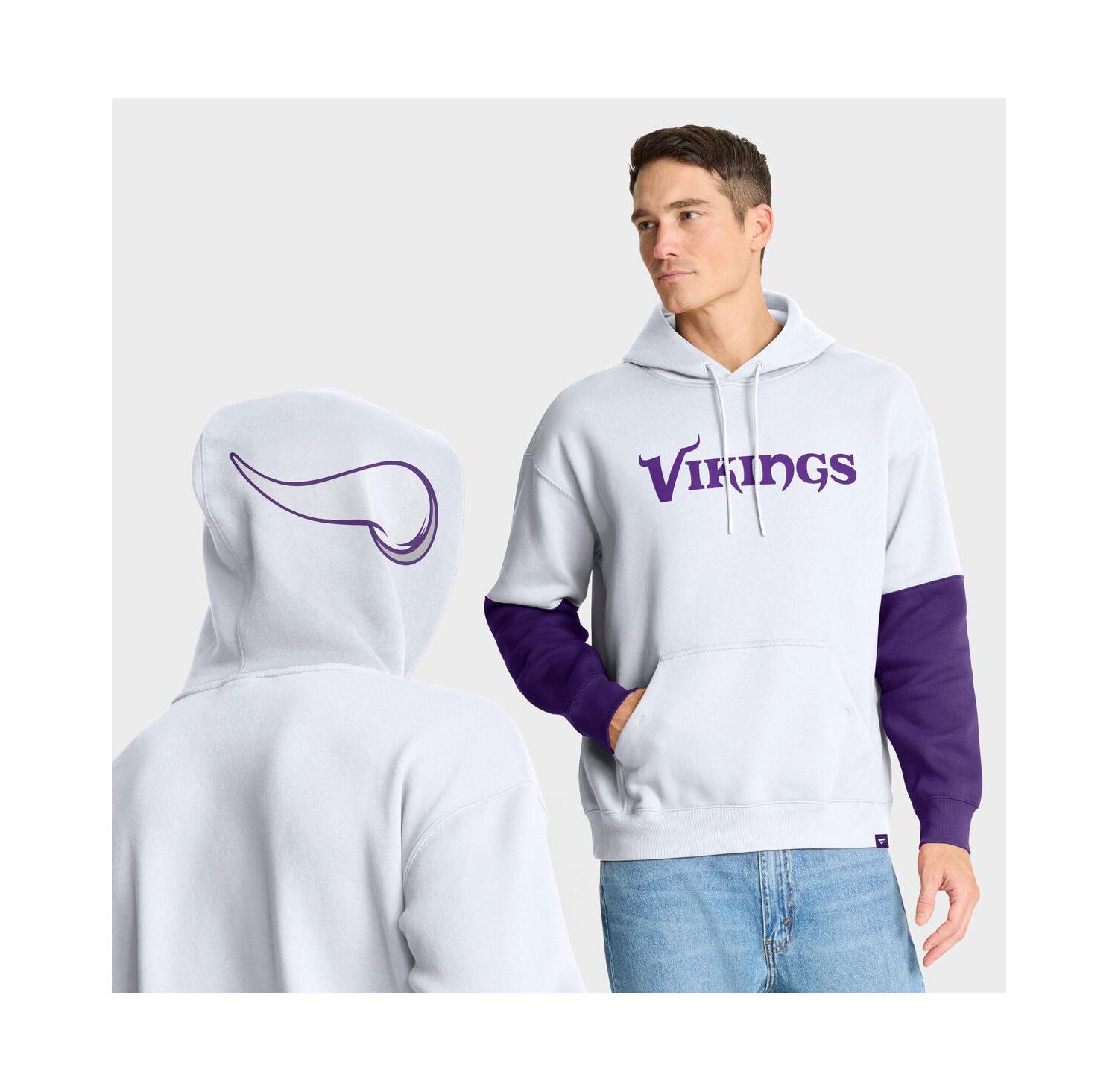 Men's White Minnesota Vikings Helmet Alt Pullover Hoodie