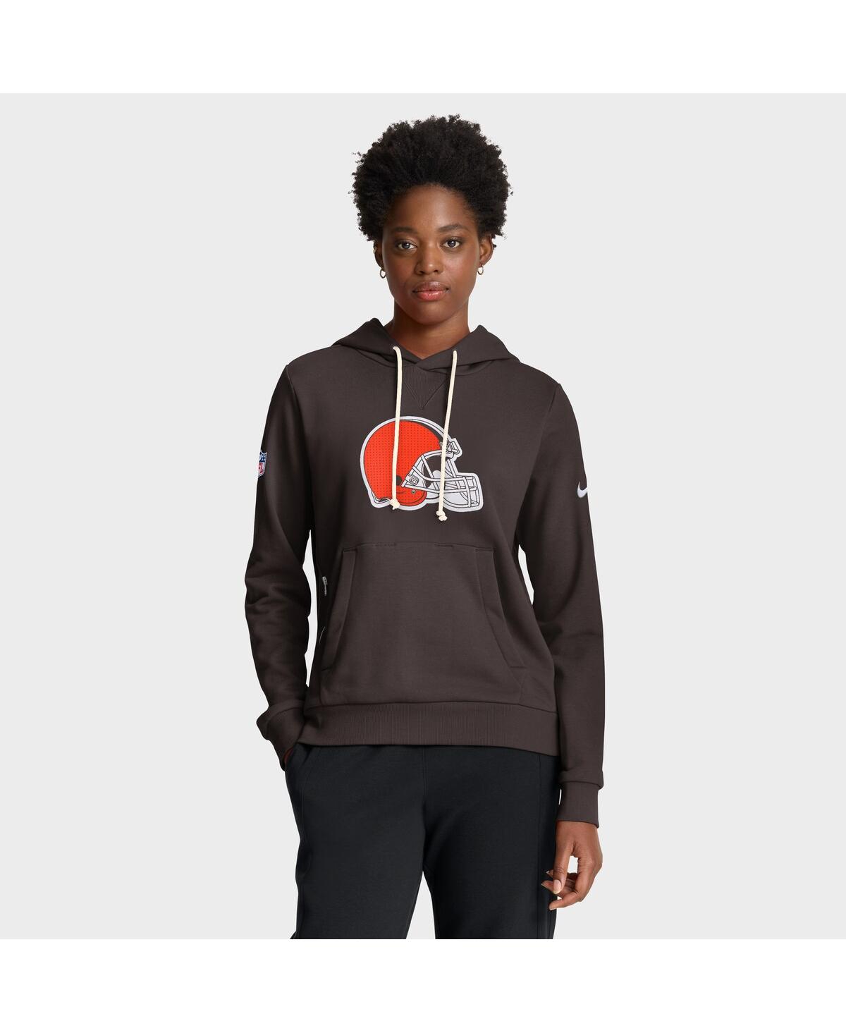 Nike Women's Brown Cleveland Browns Sideline Standard Issue Initial Home Dri-fit Hoodie