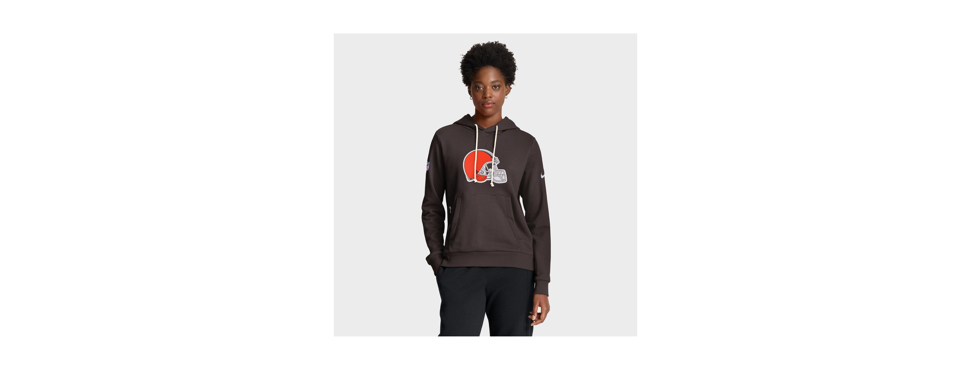 Nike Women's Brown Cleveland Browns Sideline Standard Issue Initial Home Dri-fit Hoodie