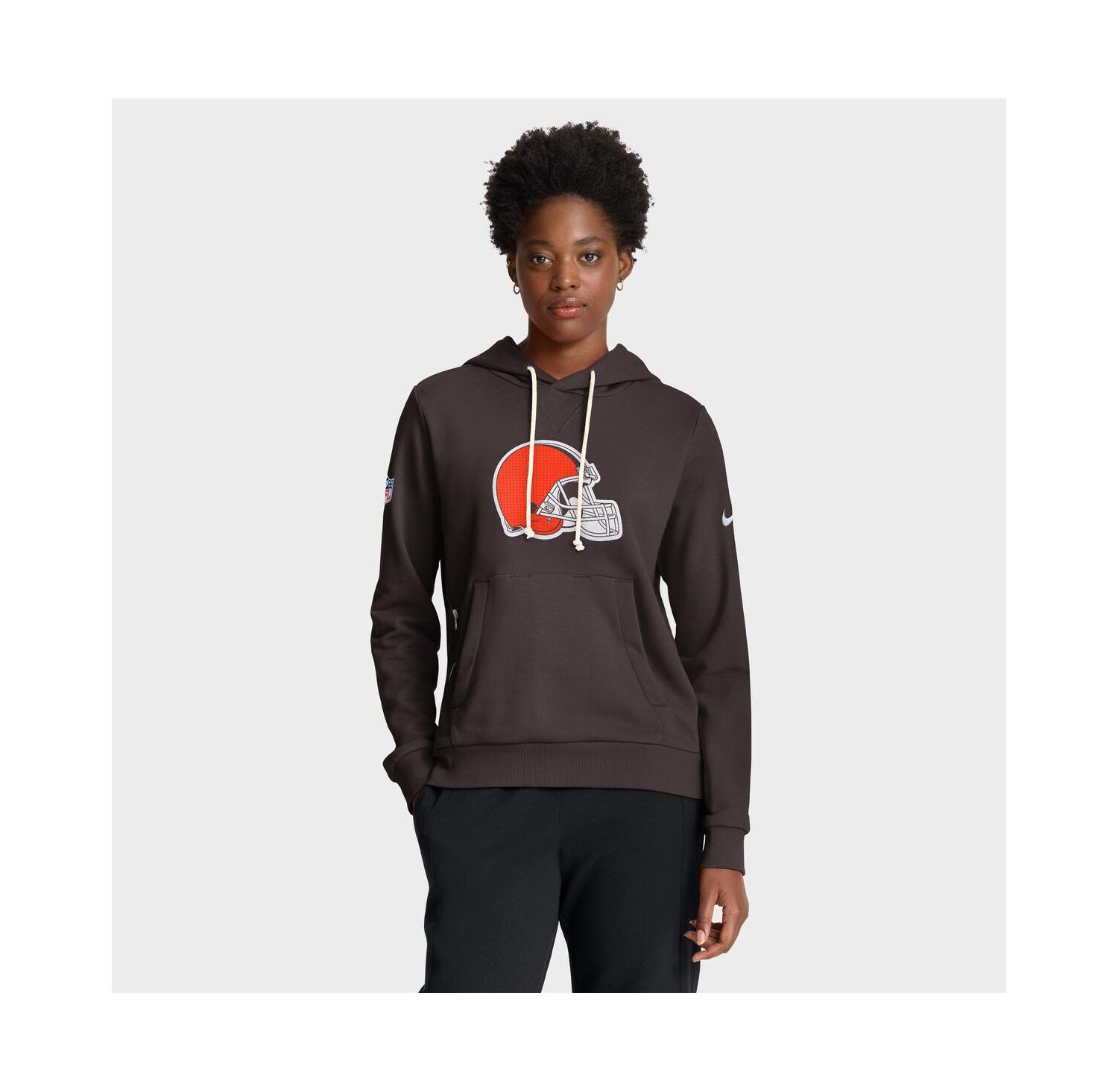 Women's Brown Cleveland Browns Sideline Standard Issue Initial Home Dri-FIT Hoodie