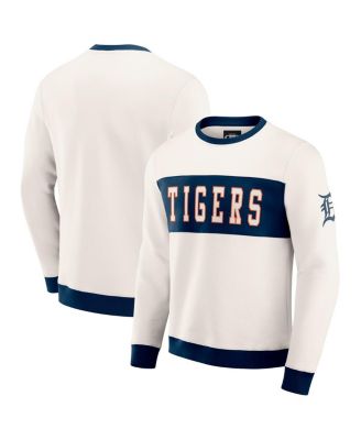 Fanatics - Men's Cream Detroit Tigers Color block Crewneck Sweatshirt