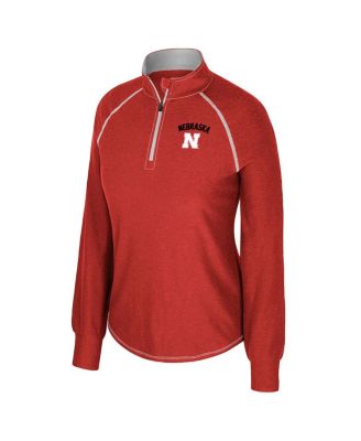 Women's Scarlet Nebraska Huskers Bikram Raglan Quarter-Zip Sweatshirt