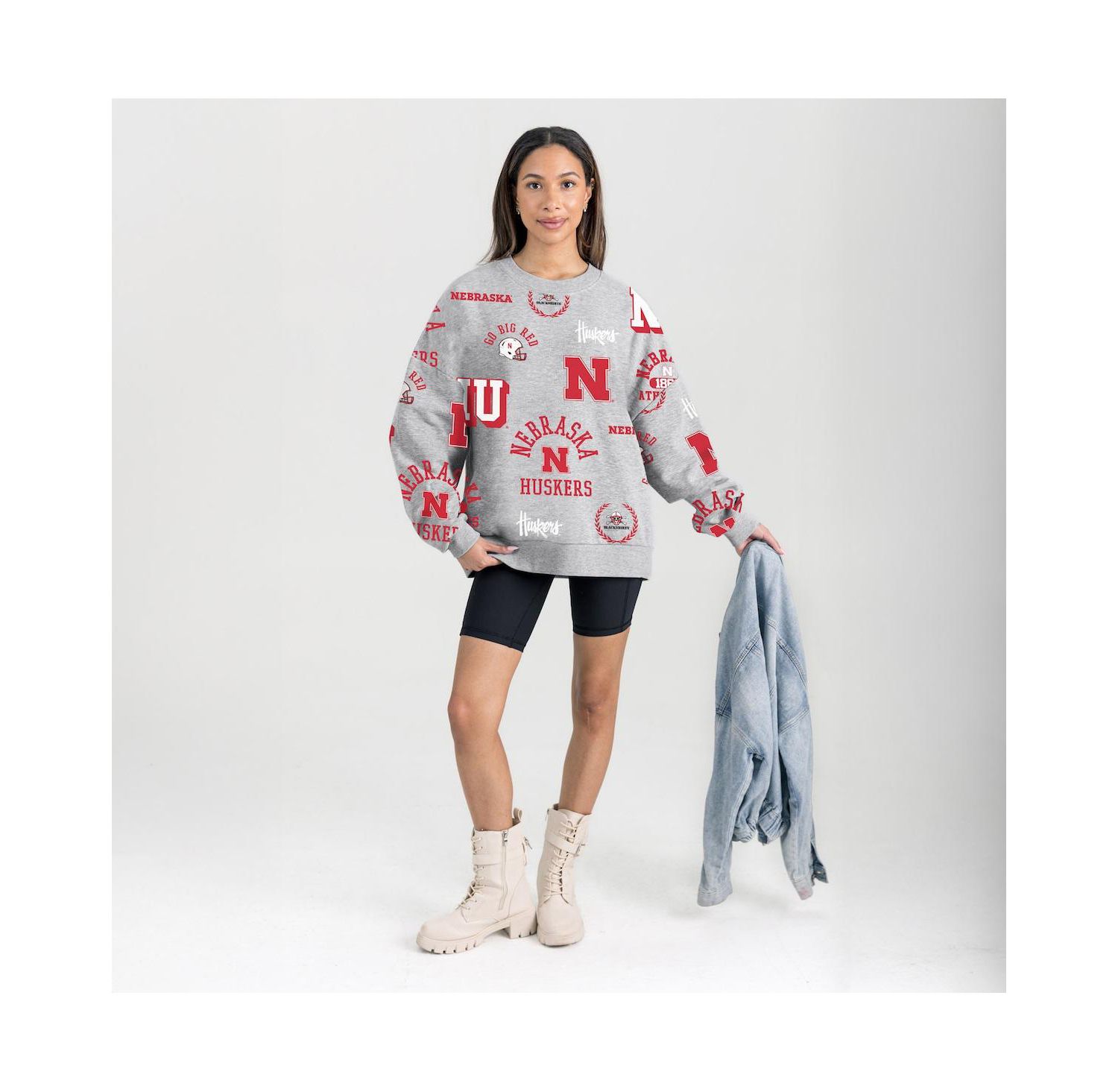 Women's Gray Nebraska Huskers Always on Repeat Fleece Sweatshirt