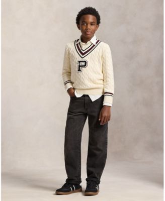Boys 8-20 Stripe Detail Cricket Sweater