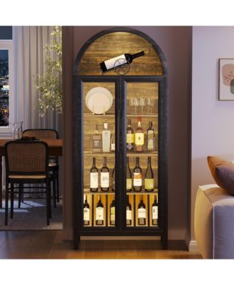 72.8" Glass Door Display Cabinet, 5-Tier with Motion LED