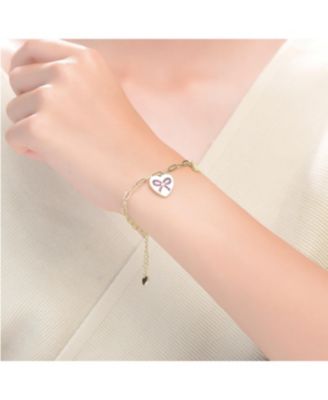 Kids/Teens Sterling Silver Heart Paper Clip Chain Bracelet