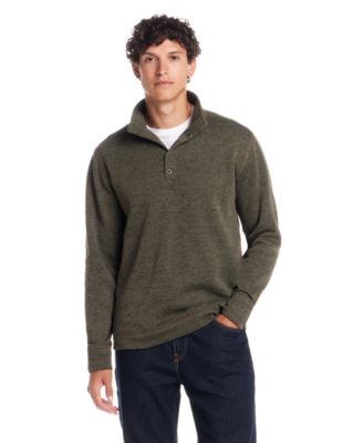 Men's Quarter Button Mock Neck Sweater Fleece