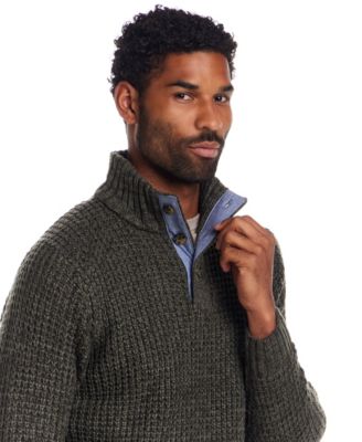 Men's Textured Mixy Fabric Mock Neck Sweater