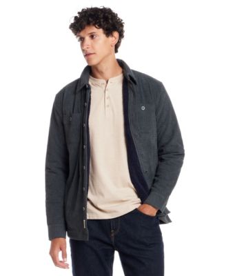 Men's Sherpa Lined Grid Collared Shirt Jacket