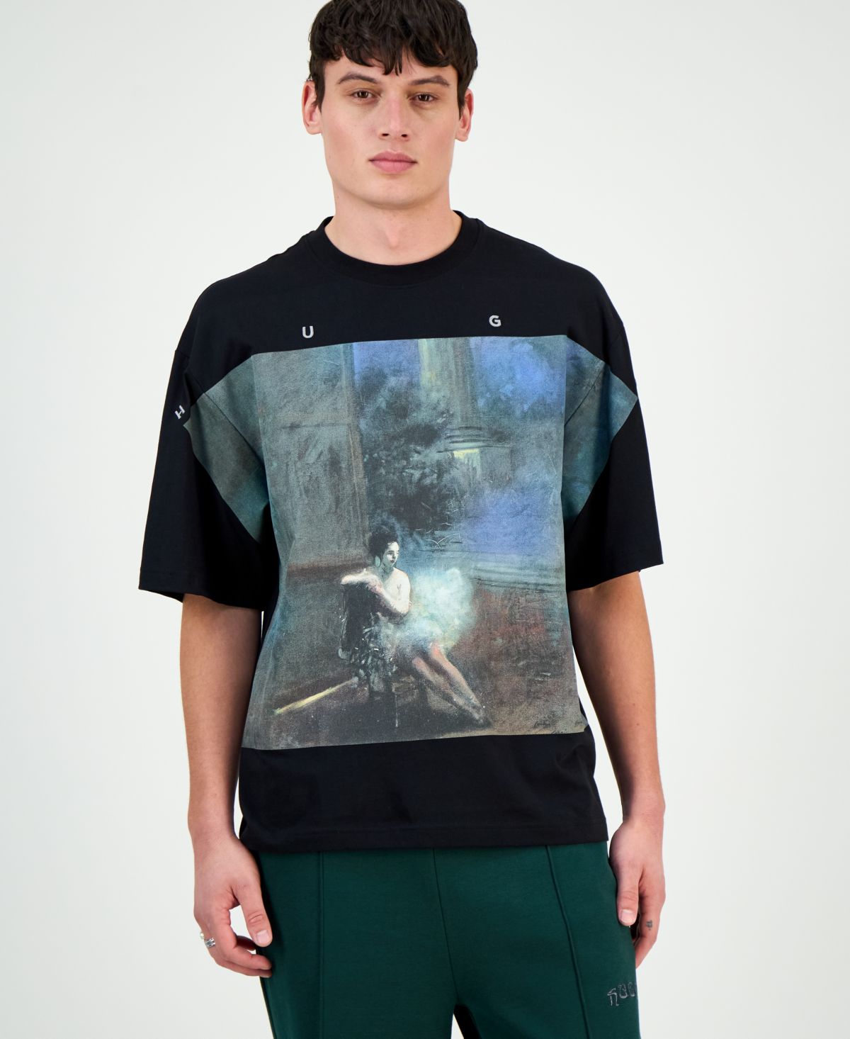 Мужская футболка с круглым вырезом и коротким рукавом Dabilo Oversize Oversize с графическим принтом