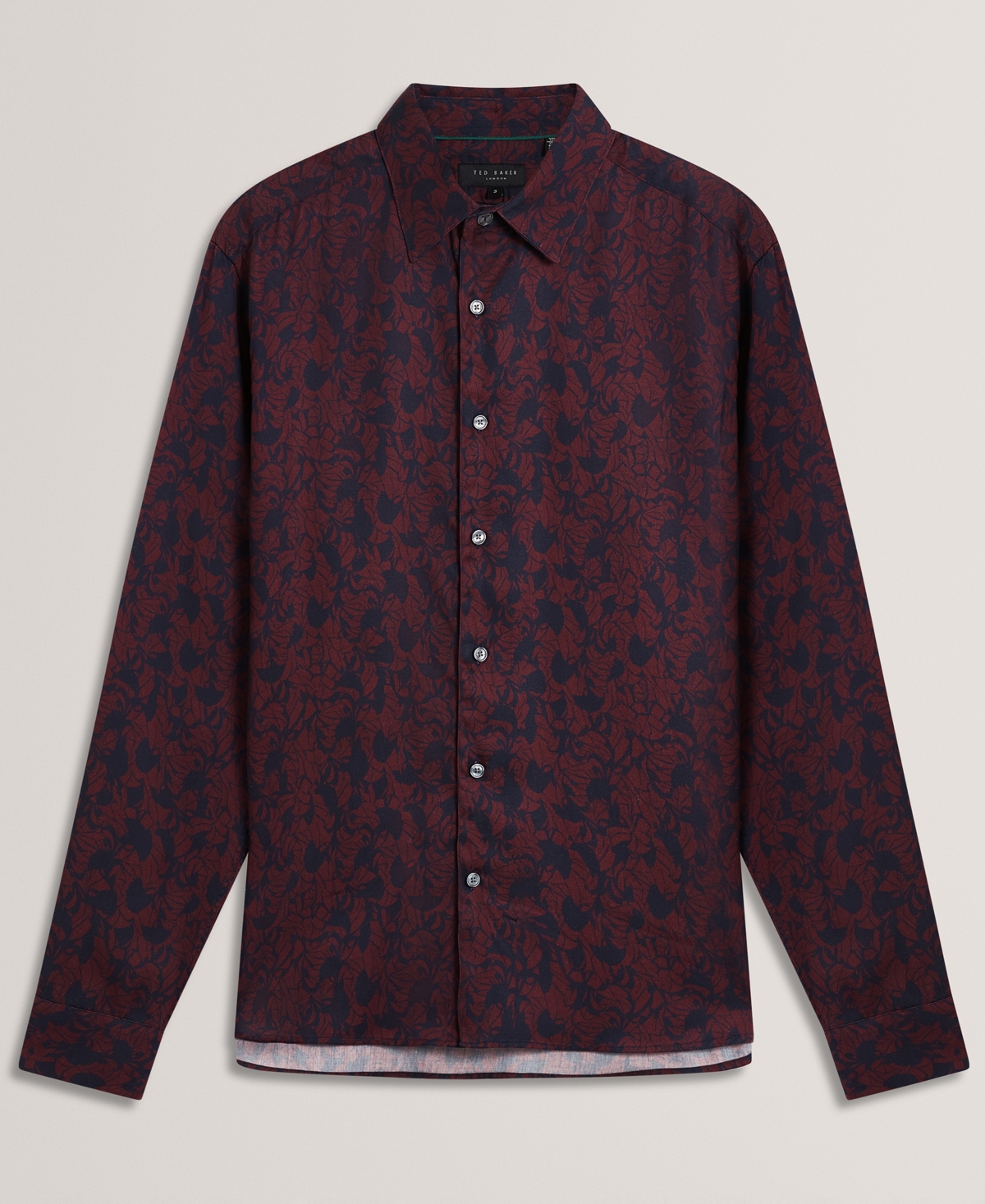 Ted Baker Askelle Long Sleeved Regular Fit Button Down Shirt In Burgundy
