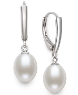 Belle de Mer - Cultured Freshwater Drop Pearl (7-8mm) Earrings in Sterling Silver