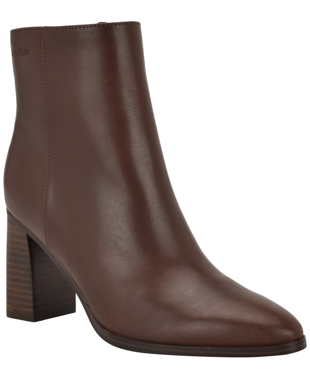 Calvin Klein Women's Dezzi High Block Heel Booties In Brown