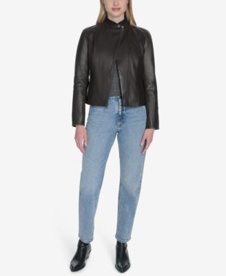 Women's Stand Collar Zip-Front Racer Jacket