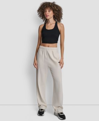 Women's Flocked Logo Boyfriend Open Leg Pants