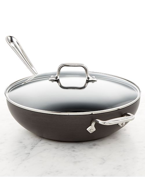 AllClad Hard Anodized 12" Chefs Pan with Lid & Reviews Cookware