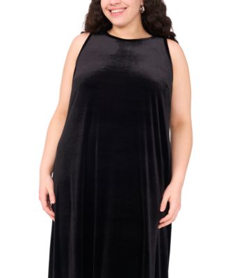Plus Size Velvet Sleeveless A-Line Maxi Dress