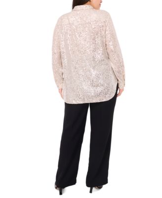 Vince Cameo Plus Size Sequined Button-Front Shirt
