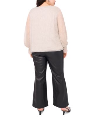 Plus Size Metallic V-Neck Blouse