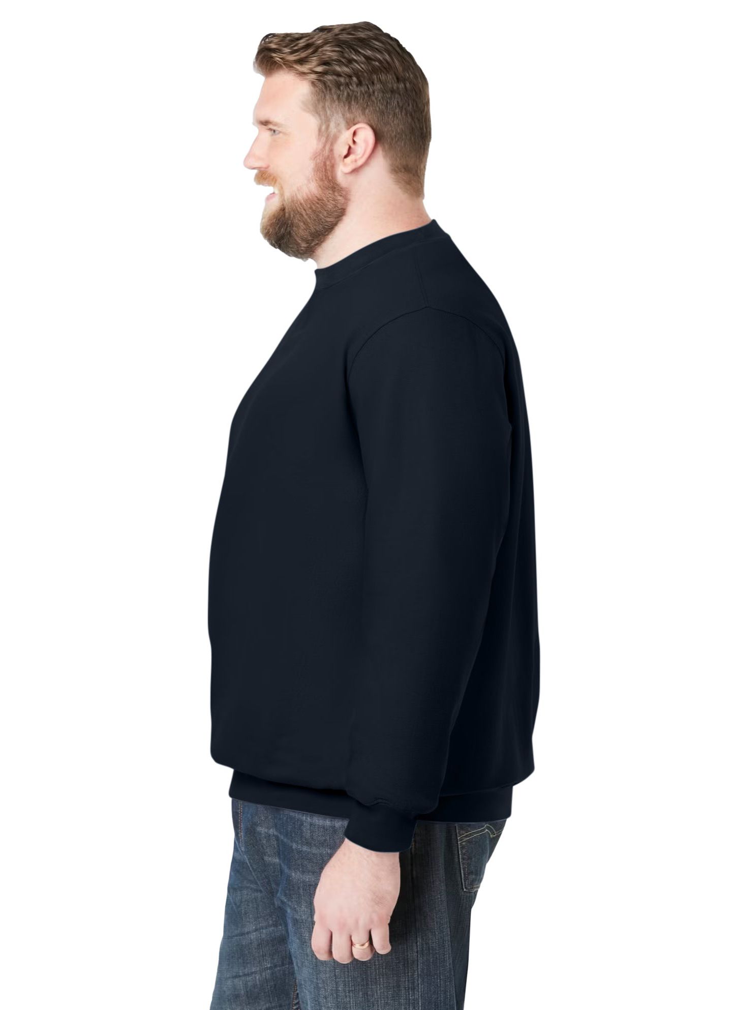 Мужской свитшот KingSize Fleece Crewneck, цвет: Чёрный — фото 3