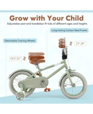 Kids Bike with Adjustable Handlebar and Saddle Green-14 Inches