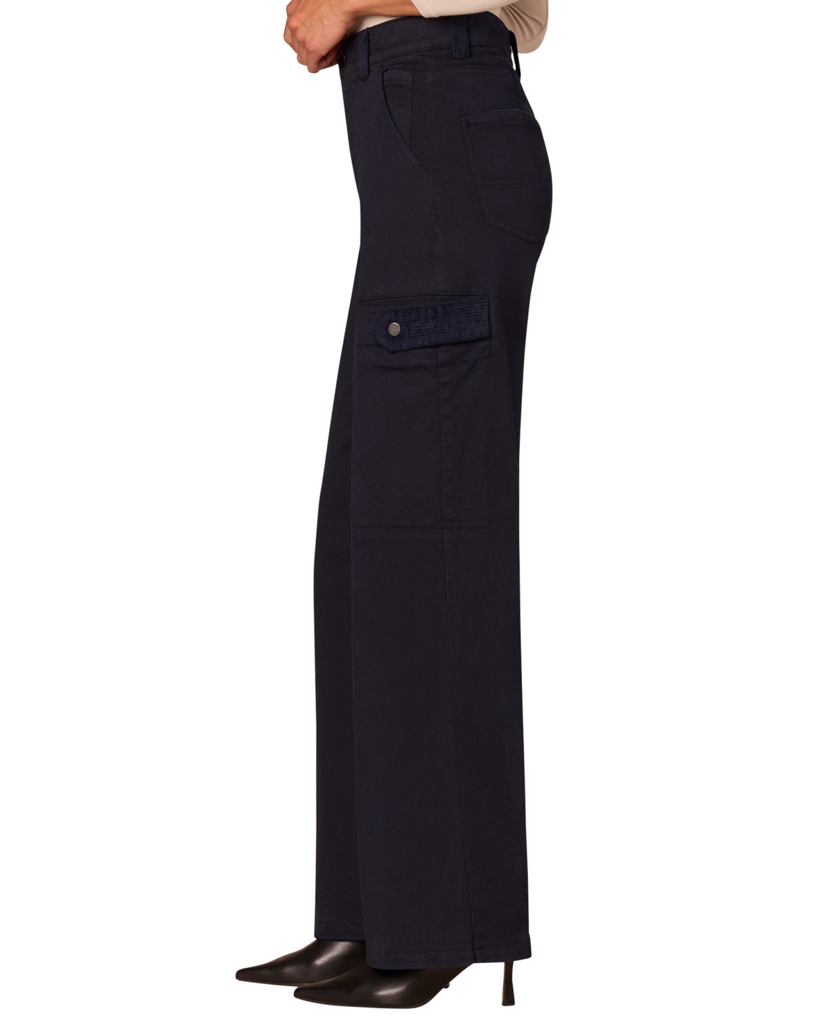 Democracy Petite "ab" Solution Wide Leg Sky Rise Jeans In Blue