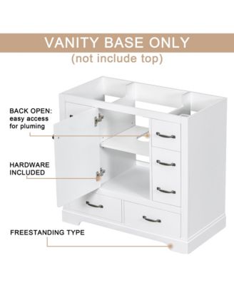 Bathroom Vanity without Sink Cabinet Base Only Six Drawers MultiFunctional Drawer Divider Adjustable Shelf White