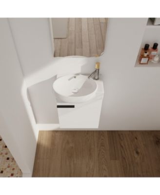 Soft Close Doors Bathroom Vanity With Sink 16 Inch For Small Bathroom