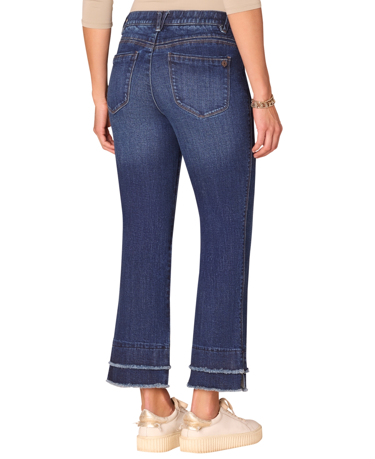 Democracy Petite "ab" Solution Kick Flare Mid Rise Jeans In Blue
