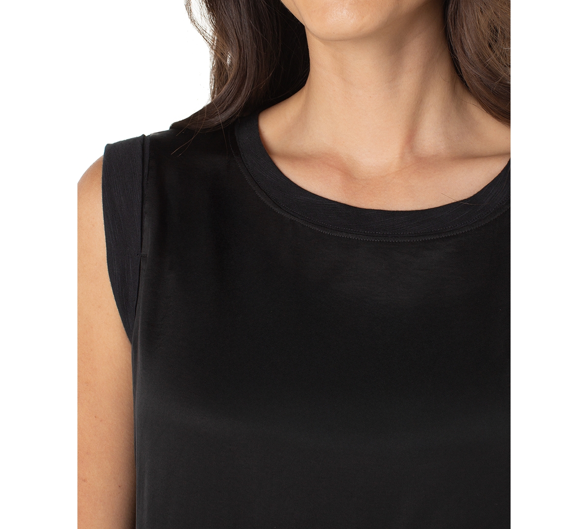 Liverpool Los Angeles Petite Sleeveless Knit Top In Black