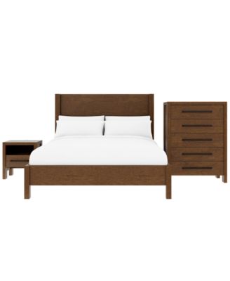 Furniture - Davie Cracked Oak 3 Pc. Queen Panel Set (Bed, Chest & 1-Drawer Nightstand)