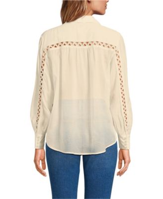 Women's Voile Shirred Trim Insert Shirt