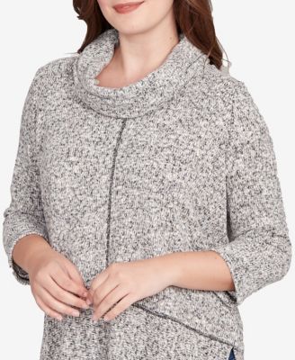 Petite Cowl Neck Space Dye Chenille Knit Top