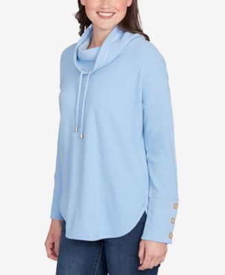Petite Cowl Neck Cozy Hatchi Drawstring Top